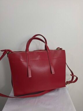 Zara Red Midi City Bag Zip Handbag Crossbody Detachable Strap Gold Zipped Tote